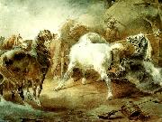 charles emile callande chevaux se battant dans un corral oil painting reproduction